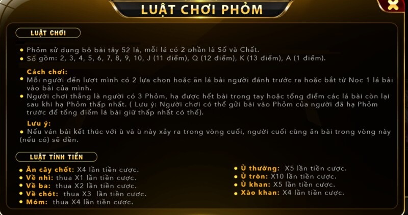 Luật chơi Phỏm Go88 dễ hiểu cho người mới